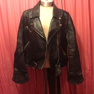 Black biker jacket.